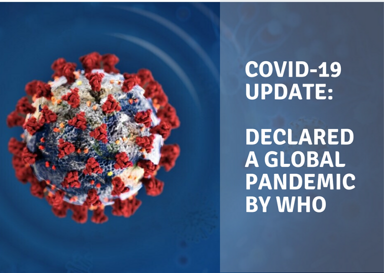 CoVID-19 declared a Global Pandemic by the World Health Organisation