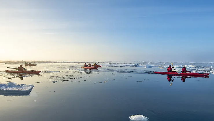 Le Commandant Charcot’s fleet of Zodiacs allows guests to venture into the heart of the polar wilderness – gliding past icebergs, spotting wildlife, and exploring remote, icy shores up close.